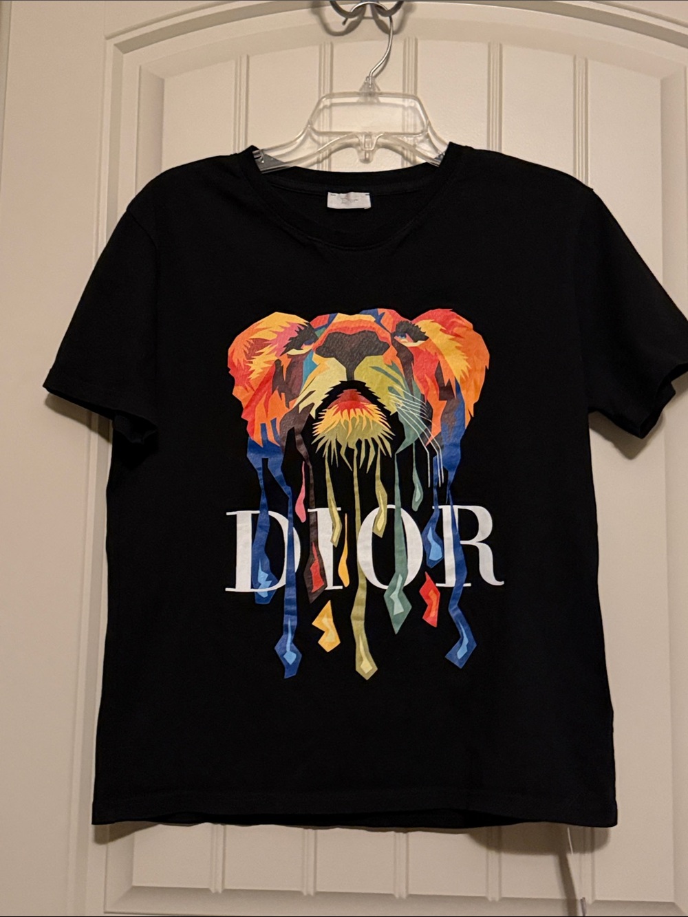 Women’s Dior Black Dior Tee with Colorful Lion Print M